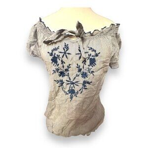 Off Shoulder Womens Peasant Blouse Small